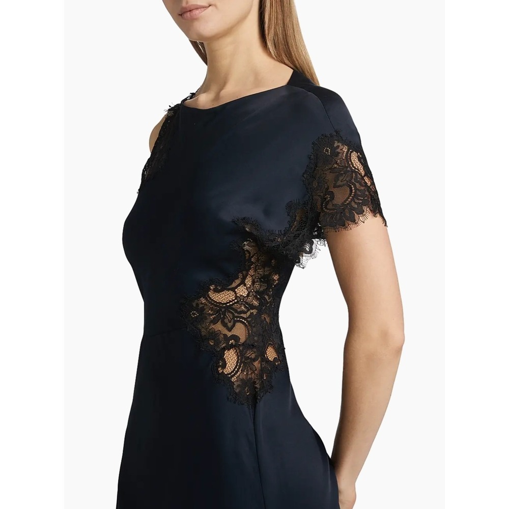 A.L.C. ALC Alessia Dress Navy Blue Lace Asymmetrical Midi Women Sz 4 - Picture 4 of 13